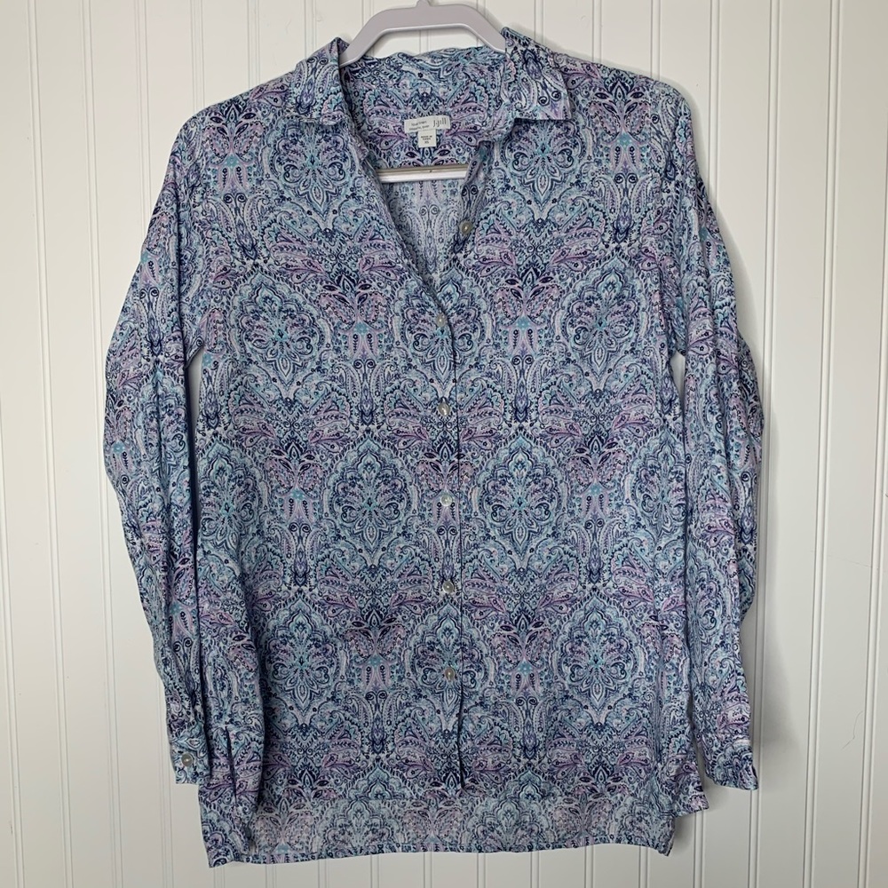 J. Jill Love Linen long sleeve button front XS